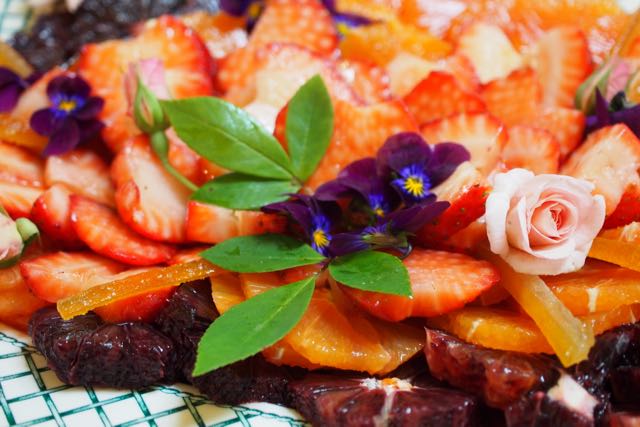 Sliced Oranges and Strawberries.