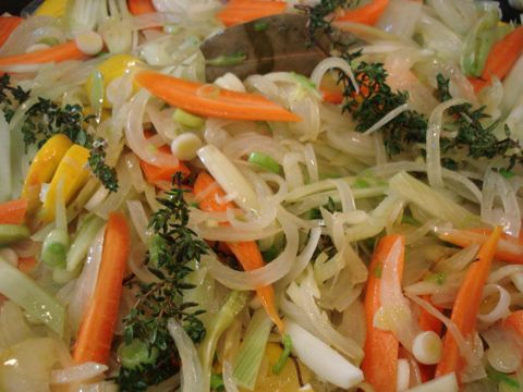 Cooking the Aromatic Vegetables.