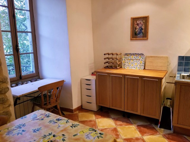 Kitchen drawers, cabinets, and work surfaces.