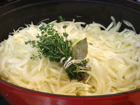 Onions caramelizing phase 1.